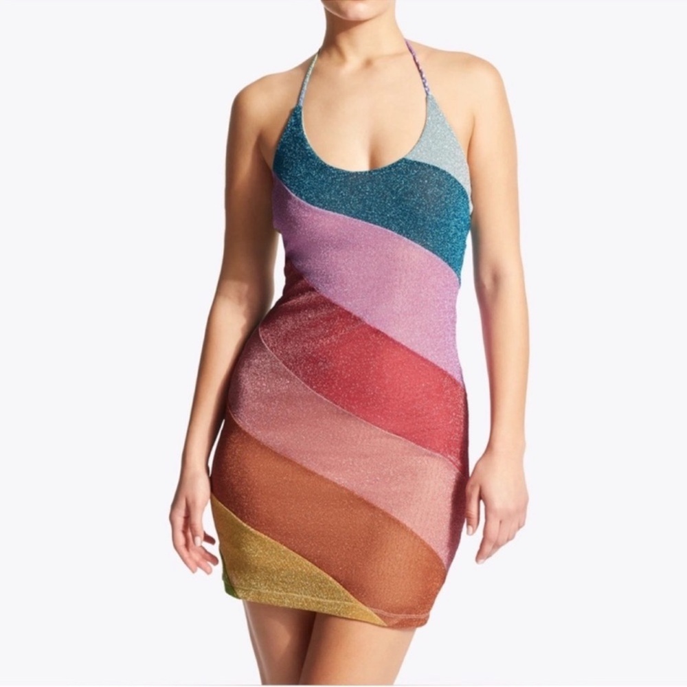 KURT GEIGER RAINBOW MINI DRESS SWIM COVER UP SIZE M MSRP $149.00 NWT
